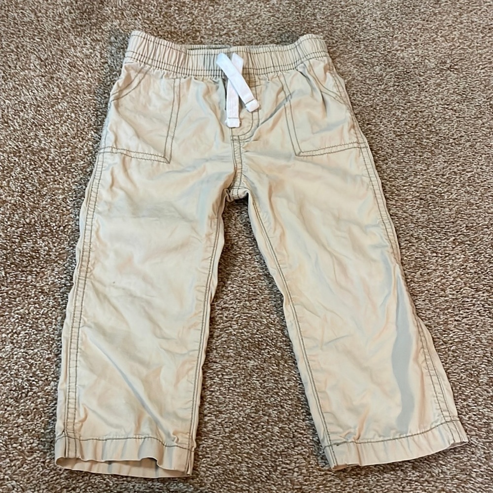Carter’s beige elastic waist pull up pants 24M